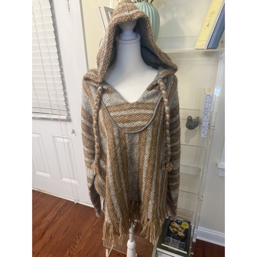 Faherty NWT Womens Hoodie Poncho Alpaca Cashmere Blend Top Pebble Grey XS Small